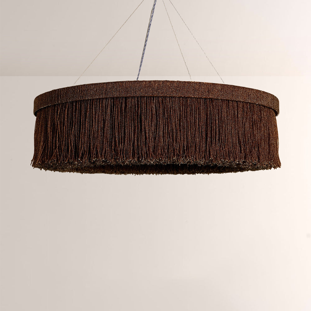 Rowan Jute Fringe Round Chandelier-Fullstarlighting