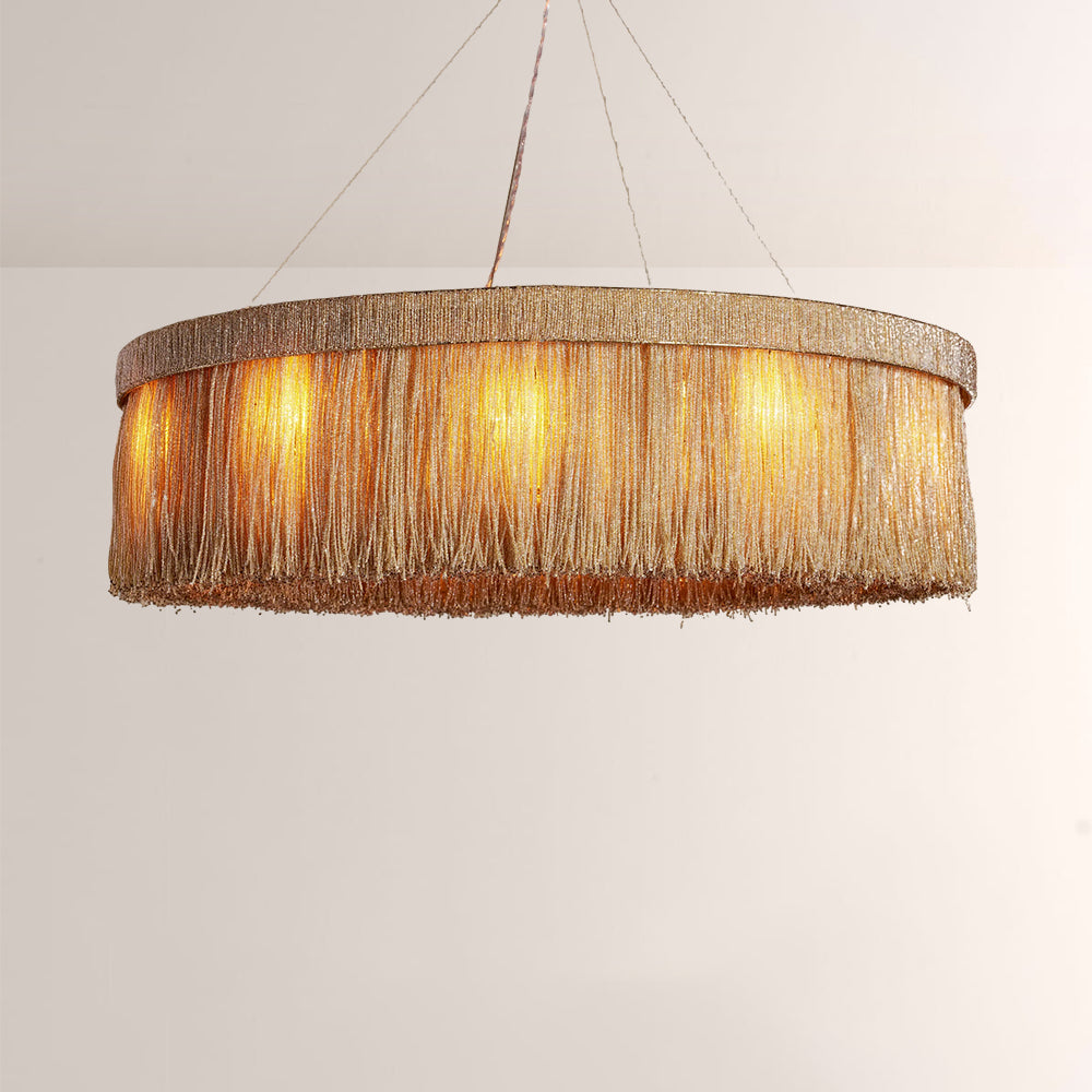 Rowan Jute Fringe Round Chandelier-Fullstarlighting