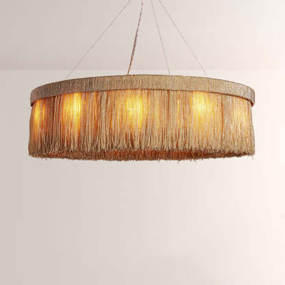 Rowan Jute Fringe Round Chandelier-Fullstarlighting