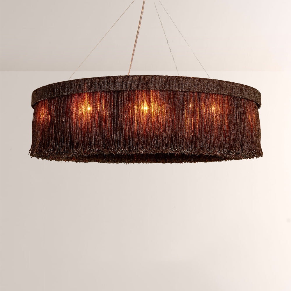 Rowan Jute Fringe Round Chandelier-Fullstarlighting