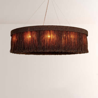 Rowan Jute Fringe Round Chandelier-Fullstarlighting