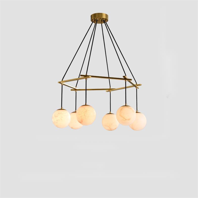 Alabaster Modern Round Ball Chandelier-Fullstarlighting
