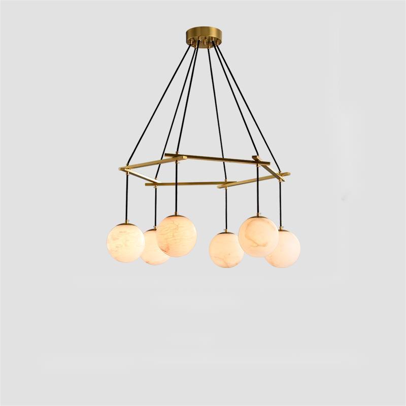 Alabaster Modern Round Ball Chandelier-Fullstarlighting