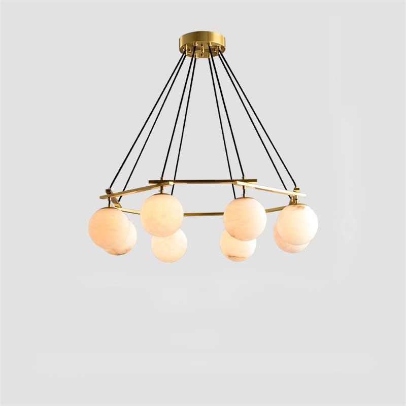 Alabaster Modern Round Ball Chandelier-Fullstarlighting