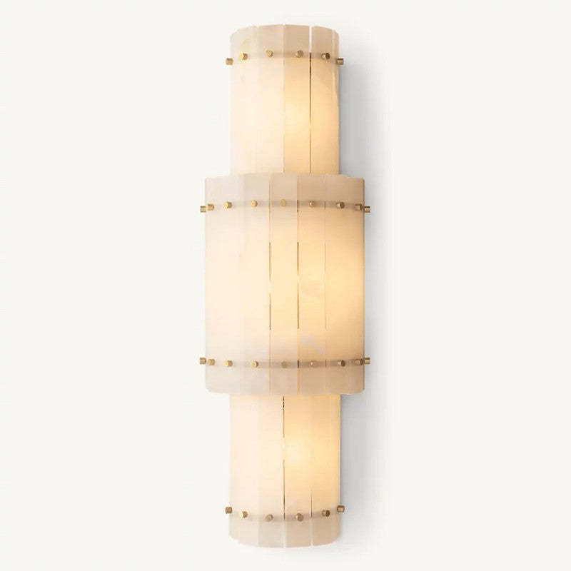 Sanma Alabaster Grand Round Sconce,RH San Marco,Bedroom Wall Sconces