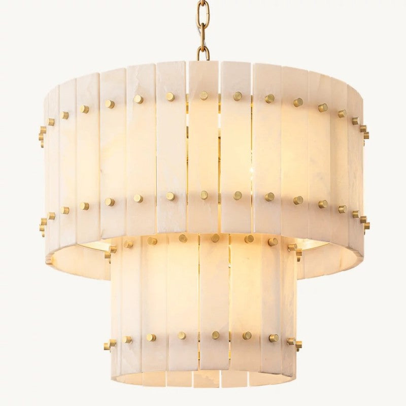 Mara Alabaster Round Tiered Chandelier 22"