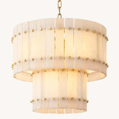 Mara Alabaster Round Tiered Chandelier 22"