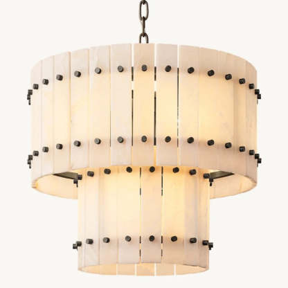 Mara Alabaster Round Tiered Chandelier 22"