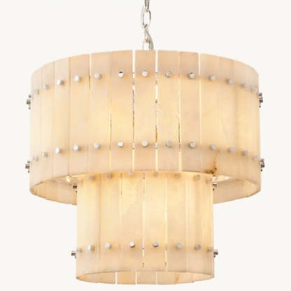 Mara Alabaster Round Tiered Chandelier 22"