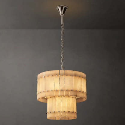Mara Alabaster Round Tiered Chandelier 22"