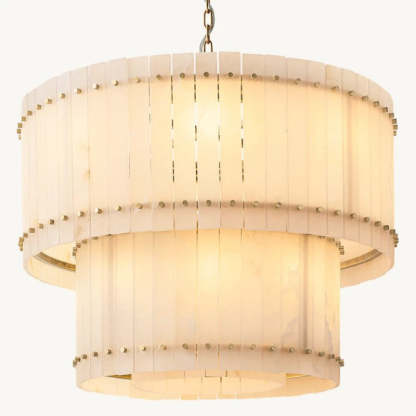 Mara Alabaster Round Tiered Chandelier 37"