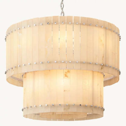 Mara Alabaster Round Tiered Chandelier 37"
