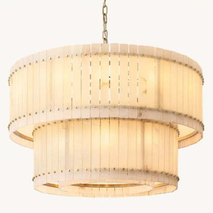 Mara Alabaster Round Tiered Chandelier 48"