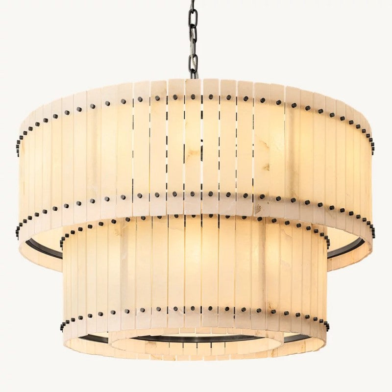 Mara Alabaster Round Tiered Chandelier 48"