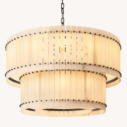 Mara Alabaster Round Tiered Chandelier 48"