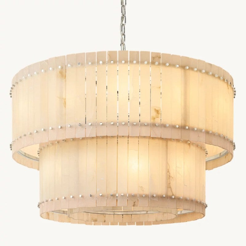 Mara Alabaster Round Tiered Chandelier 48"