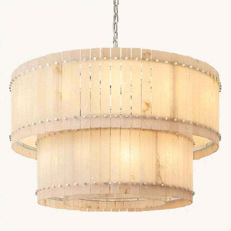Mara Alabaster Round Tiered Chandelier 48"