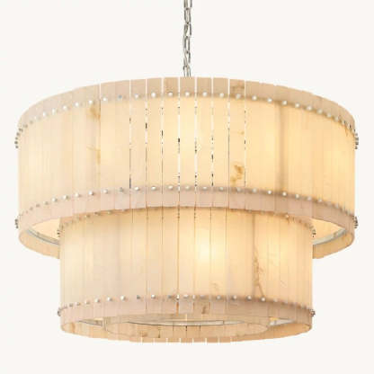 Mara Alabaster Round Tiered Chandelier 48"