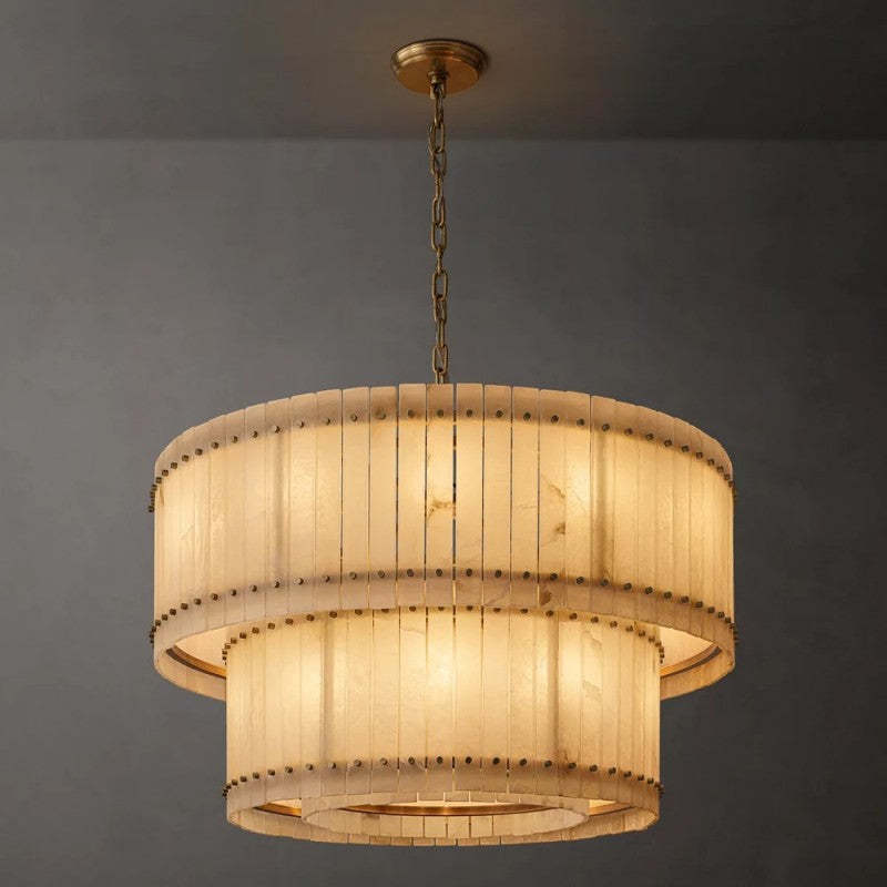 Sanma Alabaster Round Tiered Chandelier 48",RH San Marco,Living room