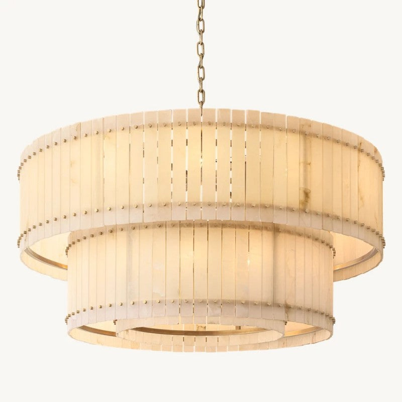 Mara Alabaster Round Tiered Chandelier 60"