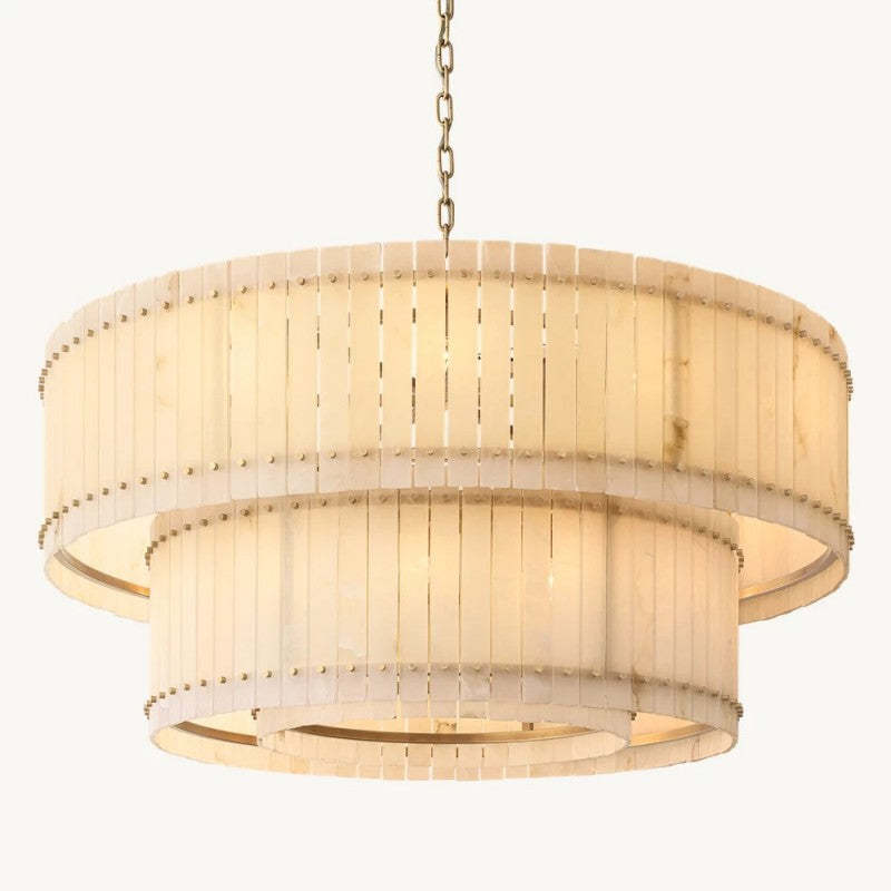 Sanma Alabaster Round Tiered Chandelier 60",RH San Marco,Living room