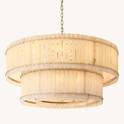 Mara Alabaster Round Tiered Chandelier 60"