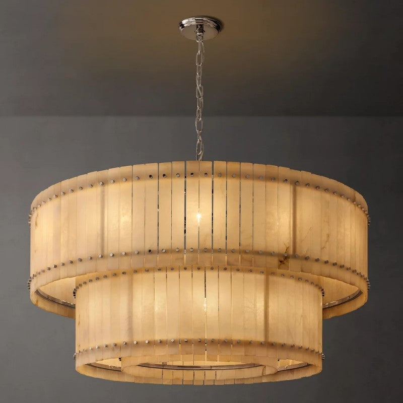 Mara Alabaster Round Tiered Chandelier 60"