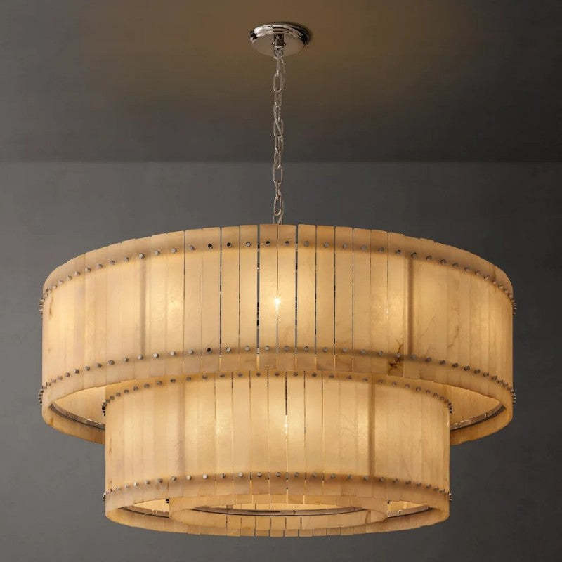 Mara Alabaster Round Tiered Chandelier 60"