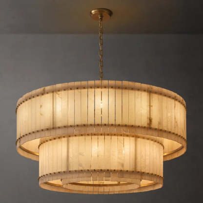 Mara Alabaster Round Tiered Chandelier 60"