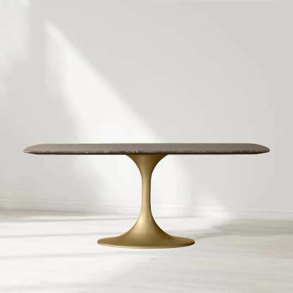 Santos Marble Top Tulip Base Dining Table-Fullstarlighting