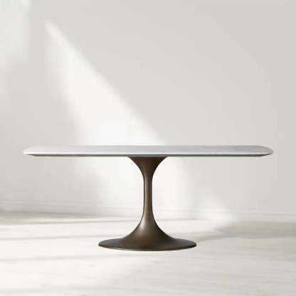 Santos Marble Top Tulip Base Dining Table-Fullstarlighting