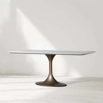 Santos Marble Top Tulip Base Dining Table-Fullstarlighting