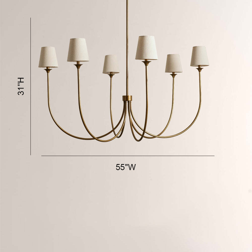 Saylor 6-Light Curved Arm Chandelier with Linen Shades-Fullstarlighting