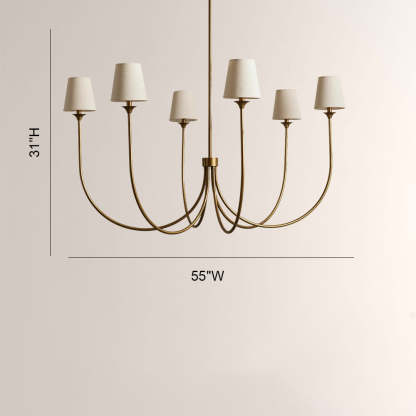 Saylor 6-Light Curved Arm Chandelier with Linen Shades-Fullstarlighting