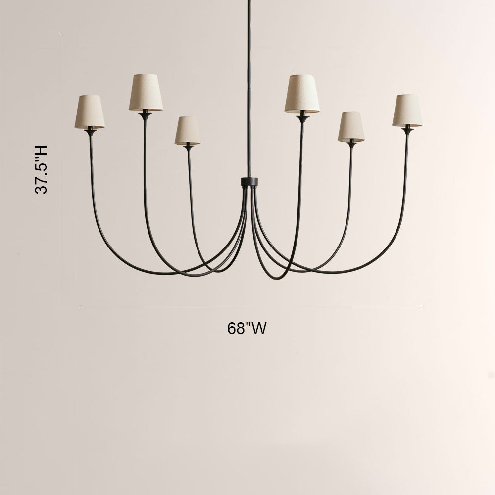 Saylor 6-Light Curved Arm Chandelier with Linen Shades-Fullstarlighting