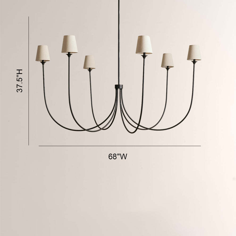Saylor 6-Light Curved Arm Chandelier with Linen Shades-Fullstarlighting