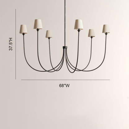 Saylor 6-Light Curved Arm Chandelier with Linen Shades-Fullstarlighting