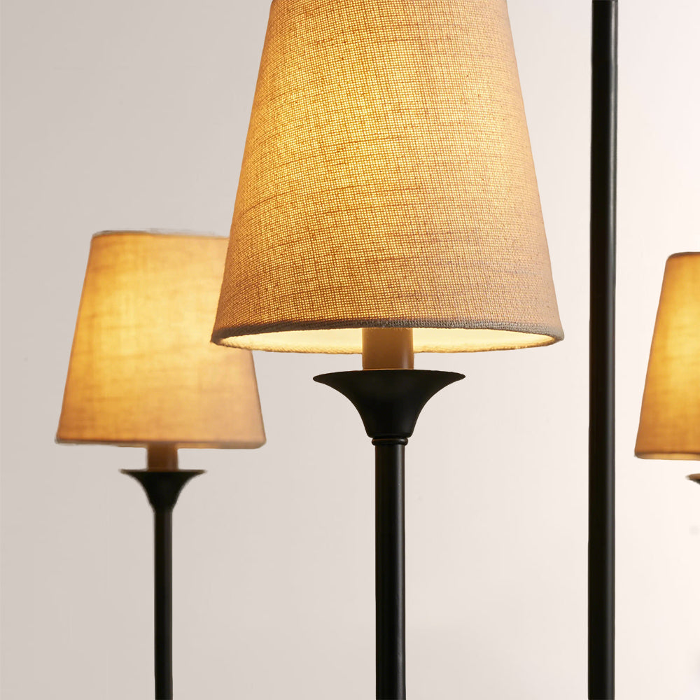 Saylor 6-Light Curved Arm Chandelier with Linen Shades-Fullstarlighting