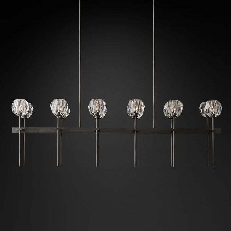 Kelly Glass Double Linear Chandelier 60''-Fullstarlighting