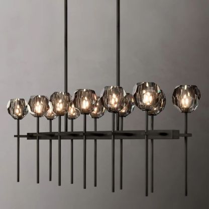 Kelly Glass Double Linear Chandelier 60''-Fullstarlighting