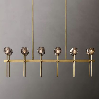 Kelly Glass Double Linear Chandelier 60''-Fullstarlighting