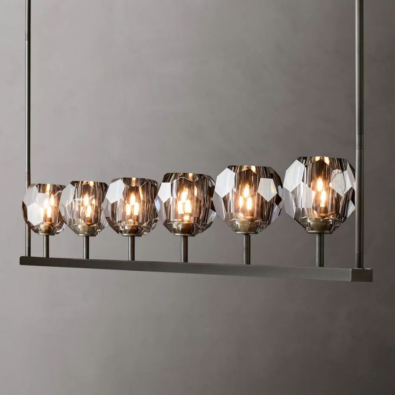 Kelly Glass Linear Chandelier 60''-Fullstarlighting