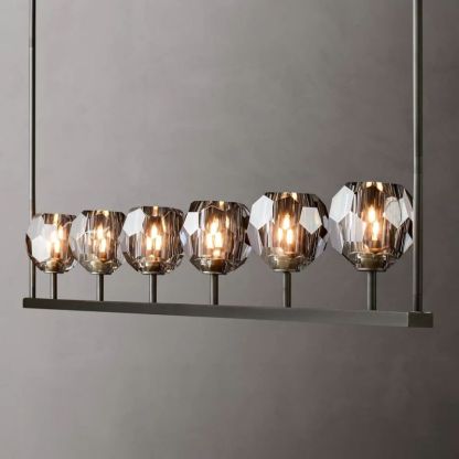 Kelly Glass Linear Chandelier 60''-Fullstarlighting
