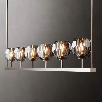 Kelly Glass Linear Chandelier 60''-Fullstarlighting
