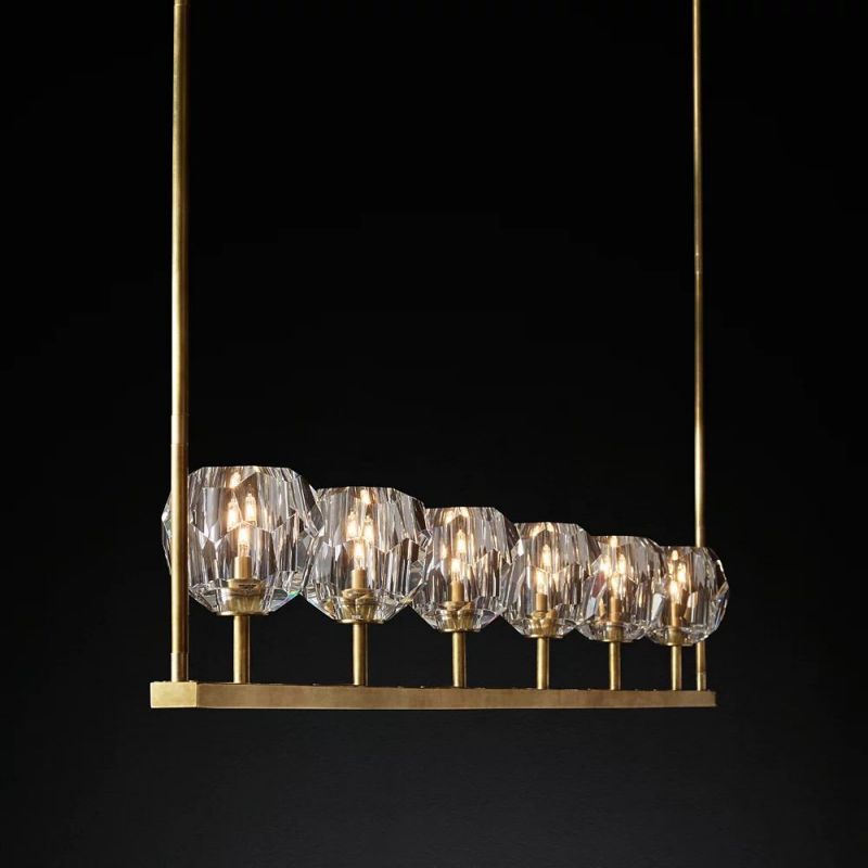 Kelly Glass Linear Chandelier 60''-Fullstarlighting