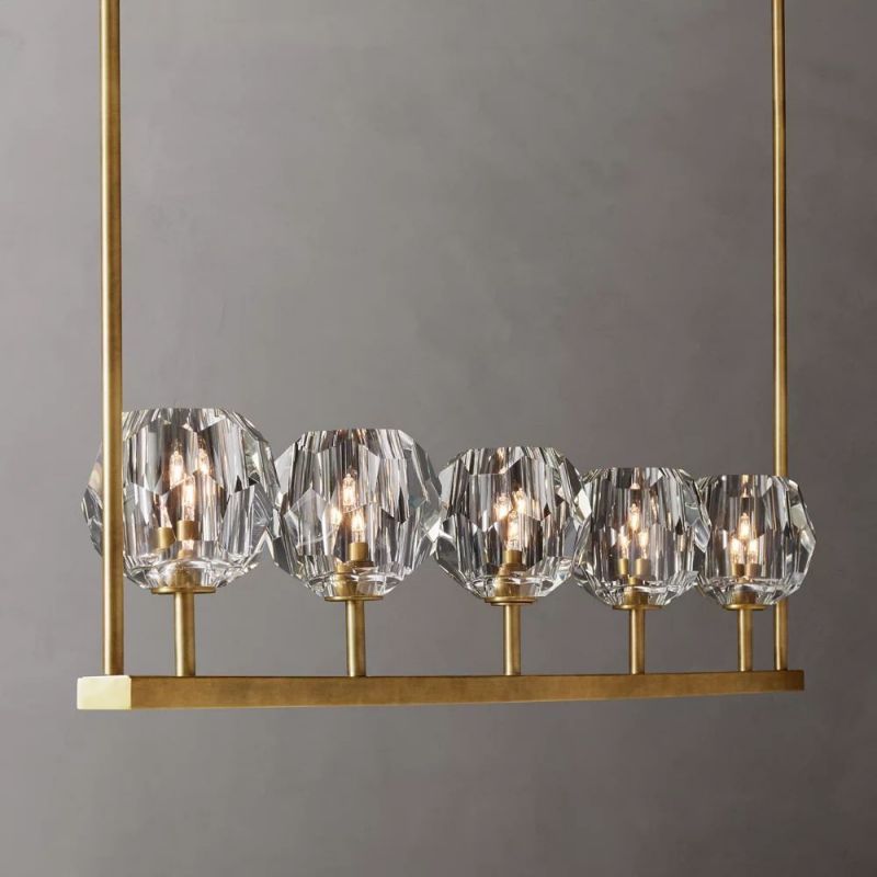 Kelly Glass Linear Chandelier 48''-Fullstarlighting