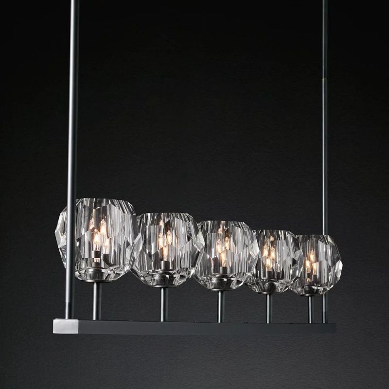 Kelly Glass Linear Chandelier 60''-Fullstarlighting