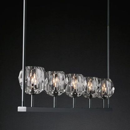 Kelly Glass Linear Chandelier 60''-Fullstarlighting