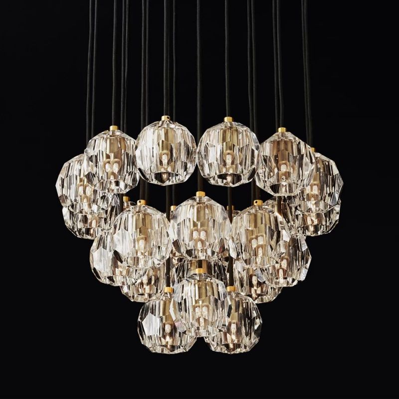 Kelly Glass Round Cluster Chandelier 24"-Fullstarlighting