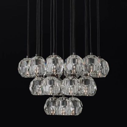 Kelly Glass Round Cluster Chandelier 24"-Fullstarlighting